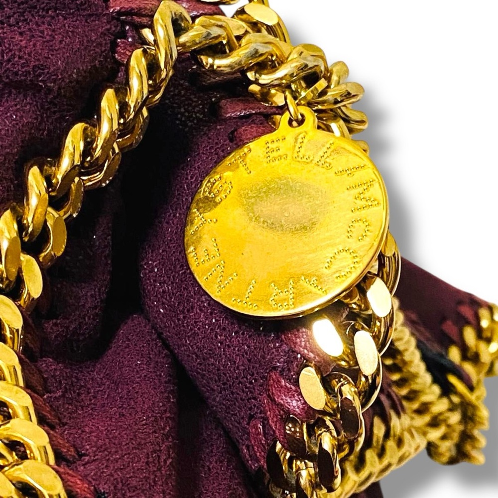 Stella McCartney Falabella Burgundy Purple Shaggy Deer Shoulder Bag Goldtone HW - Picture 10 of 17